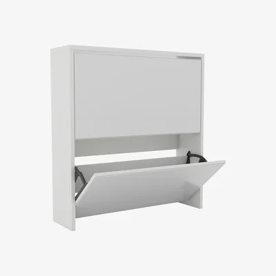 The Range Welham 2 Drawer Mirrored Shoe Cabinet - White