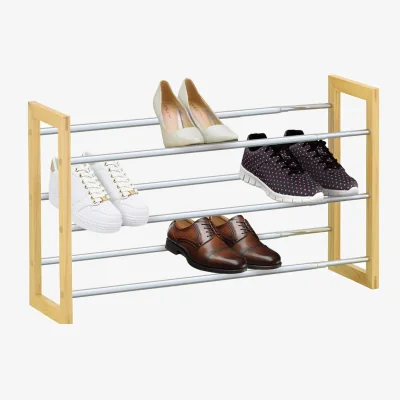 The Range 3 Tier Extendable Chrome Plated Metal Shoe Rack - Chrome