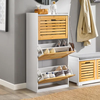 The Range Slim Shoe Storage Shoe Cabinet with 3 Flip Doors - Neutral