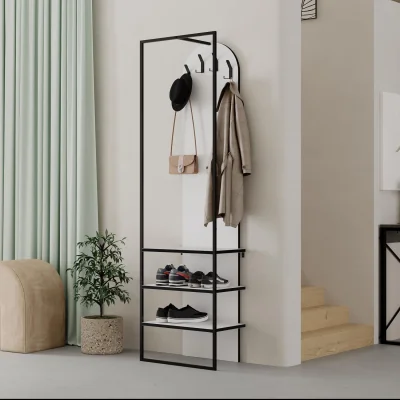 The Range FWStyle Hallway Coat Rack Shoe Storage Unit Hallway Furniture - White