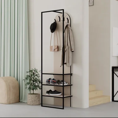 The Range FWStyle Hallway Coat Rack Shoe Storage Unit Hallway Furniture - Sandstone