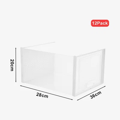 The Range 12x Clear Stackable Shoe Storage Boxes Plastic - White