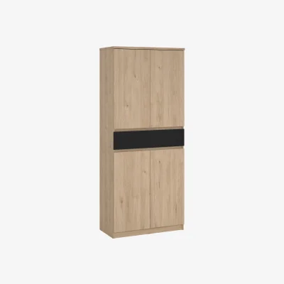 The Range Naia Shoe Cabinet with 4 Doors 1 Drawer in Jackson Hickory Oak and White - Jackson Hickory Oak & Black