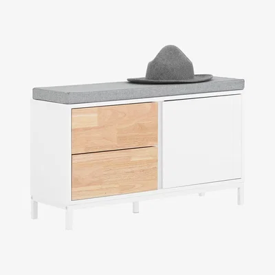 The Range Shoe Cabinet with 2 Drawers and 1 Cabinet - White and Natural