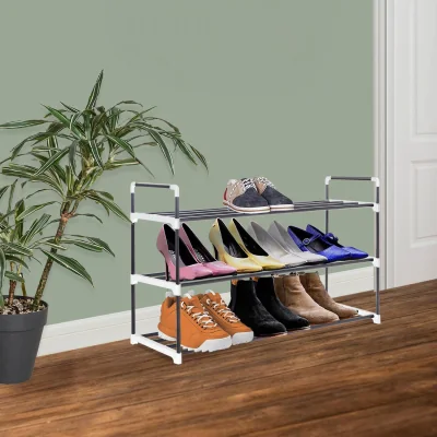 The Range 3 Tier Shoe Rack Heavy Duty Metal Shoe Storage - Grey
