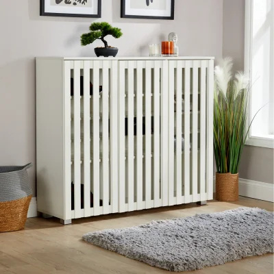 The Range Halden Shoe Storage 3 Door Slatted Front Cabinet Unit  - White