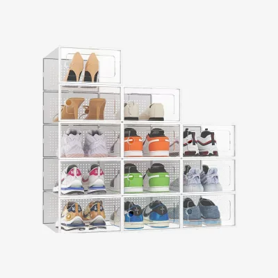 The Range 12x Plastic Stackable Shoe Storage Boxes - White