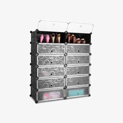 The Range 24 Pairs Shoe Rack Organizer - Black