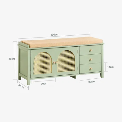 The Range Pastoral Storage Bench - Green