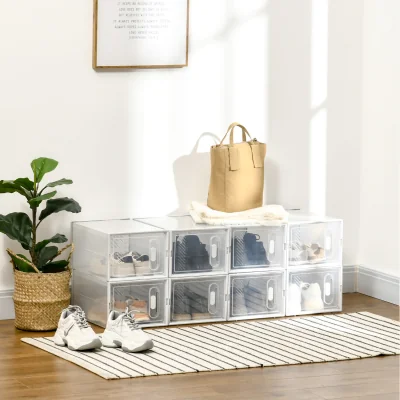The Range HOMCOM Portable Shoe Storage Cabinet, Cube Storage Organizer - Clear, White / 35cm / 25cm / Hole