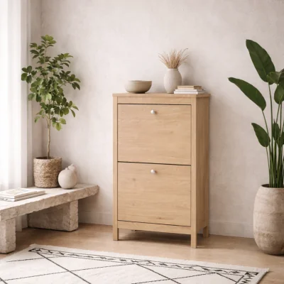 The Range Gossmere Hickory Effect 2 Door Shoe Cabinet - Natural
