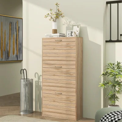 The Range HOMCOM Shoe Cabinet with 3 Flip Drawers for 12 Pair of Shoes - Oak