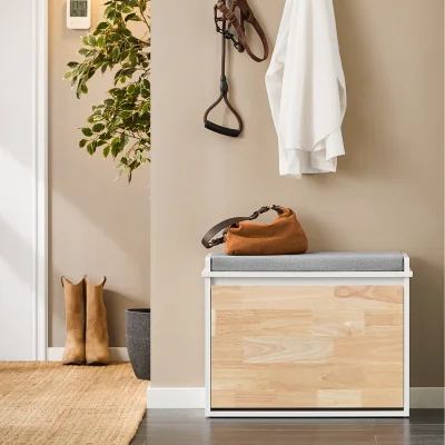 The Range Hallway Shoe Rack with Seat Cushion - White