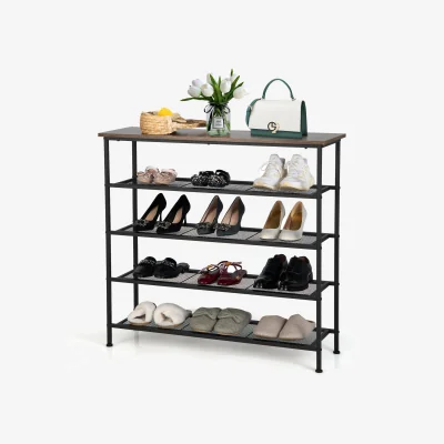 The Range 5-Tier Shoe Rack Organizer - Brown