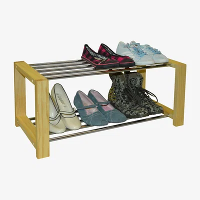 The Range SLEEK - Solid Pine 6 Pair Shoe Storage Organiser Rack - Natural - Natural