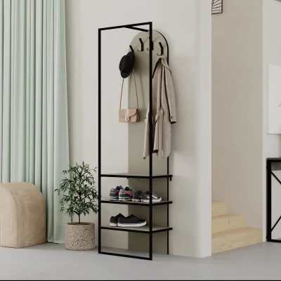 The Range FWStyle Hallway Coat Rack Shoe Storage Unit Hallway Furniture - Ash Green