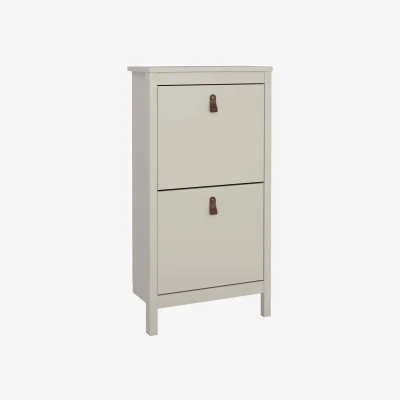 The Range Wildberry Cashmere Slim Wooden Shoe Cabinet - 2 Flip-Down Doors - Cream