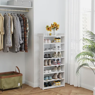 The Range Corner Shoe Rack Organiser and Bookshelf - White / 28cm / 111cm