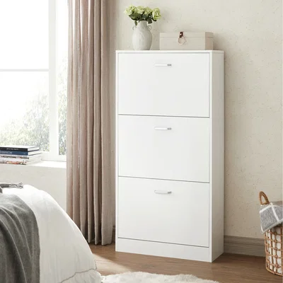 The Range VASAGLE Shoe Cabinet With 3 Flip Doors, 3-Tier Shoe Cabinet - White
