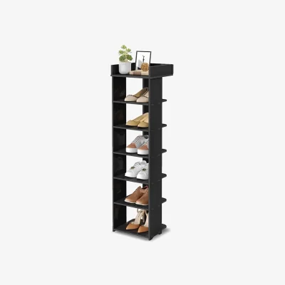 The Range Shoe Rack Storage Shelf 7 Tiers - Black
