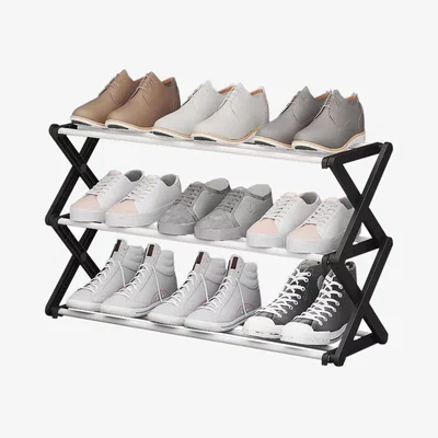 The Range HomeScape 3-Tier Folding Metal Shoe Storage Rack - Black