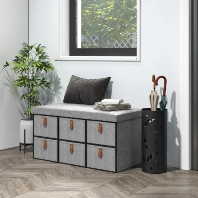 The Range HOMCOM Shoe Storage Bench with Seat - Light Grey