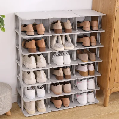 The Range 6x Tall Plastic Shoe Storage Rack - White