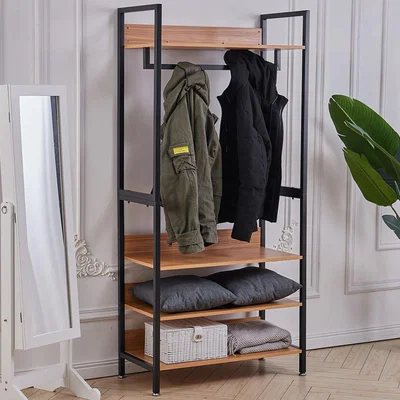 The Range Coat Rack with Shoe Storage - Brown