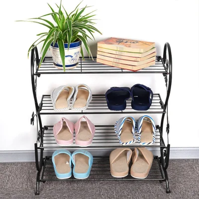 The Range 4-Tier Metal S-Shaped Shoe Rack - Black