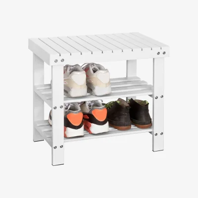 The Range 4 Pair Solid Shoe Storage Bench - White