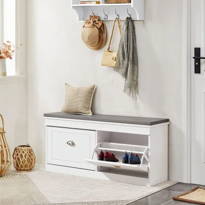 The Range White Flip Down Shoe Storage Cabinet Bench - White