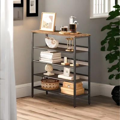 The Range 5-Tier Metal Shoe Rack Industrial - Brown