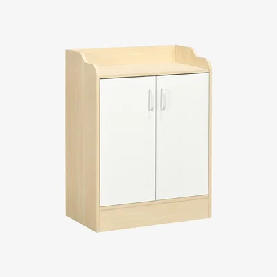 The Range Shoe Cabinet Shoe Storage Cabinet with 3 Shelves - Natural Wood Finish
