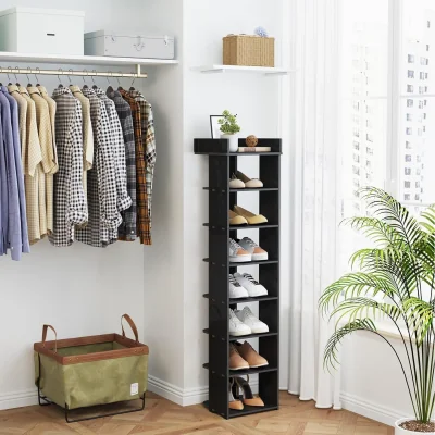 The Range Free Standing Shoe Rack Series - Black / 8 / 111cm