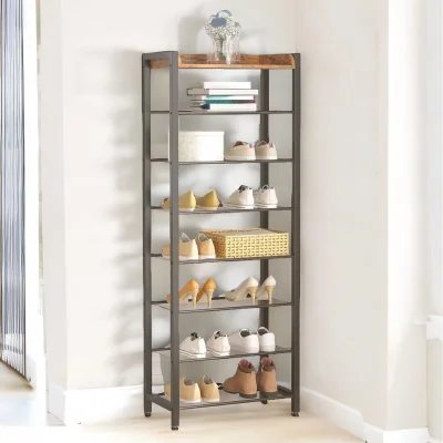 The Range 8 Tier Shoe Rack - Brown
