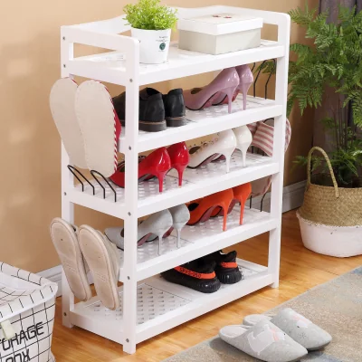 The Range 5 Tier Solid Pine Shoe Rack - White