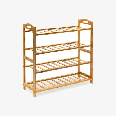 The Range 4 Tier Bamboo Shoe Rack Shoe Storage Organizer Shelf - Natural Brown