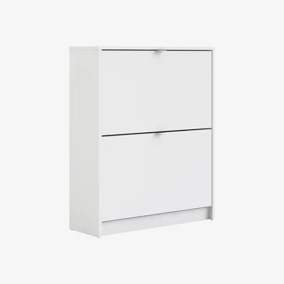 The Range Quendale Shoe Cabinet With Two Tilting Doors and Two Layers - White