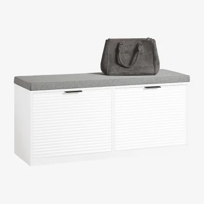 The Range Shoe Bench with 2 Flip-drawers - White