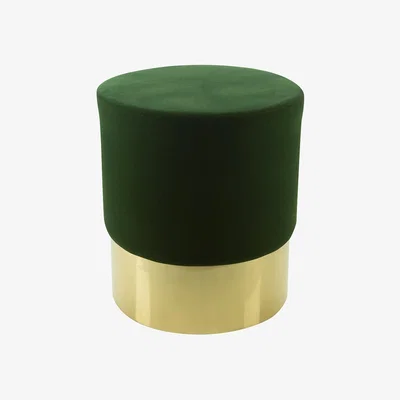 Amara Luxe - Round Velvet Stool - Green/Gold