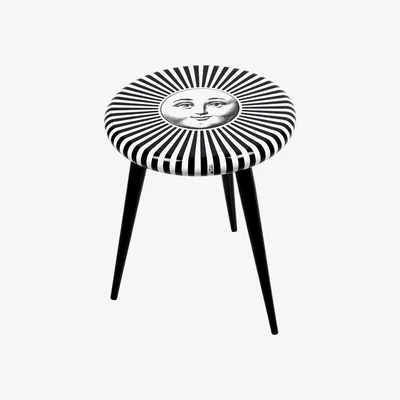 Amara Fornasetti - Sole Raggiante Stool - Black/White