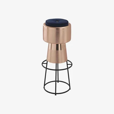 Amara Zanetto - Tappo Stool - Shiny Copper & Emerald Velvet Cushion