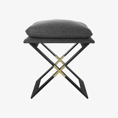 Amara Gabriel Scott - Marx Stool - Black Steel/Satin Brass/Charcoal Grey