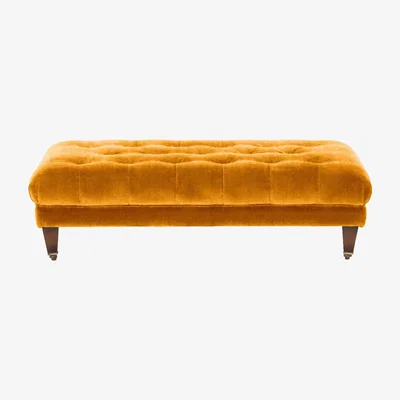 Barker and Stonehouse Blackwell Small Button Stool, Yellow Fabric | Barker & Stonehouse