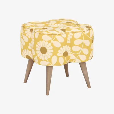 Barker and Stonehouse Orla Kiely Daisy Small Stool, Yellow Fabric | Barker & Stonehouse