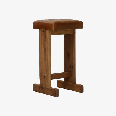 Barker and Stonehouse Hewn Bar Bar Stool - Leather L05 41x40x77cm, Brown Oak | Barker & Stonehouse