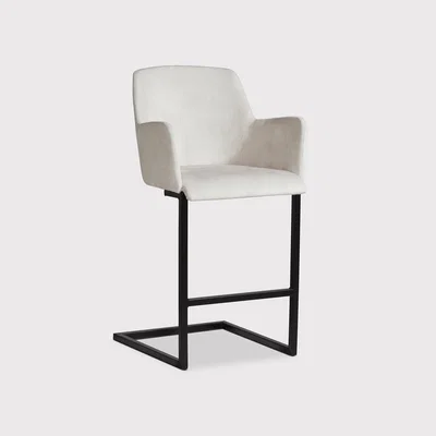 Barker and Stonehouse Pure Furniture Channing Counter Stool With Matt Black Frame, White | Barker & Stonehouse