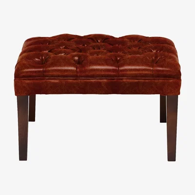 Barker and Stonehouse Tetrad Harris Tweed Mackenzie Stool, Brown Leather | Barker & Stonehouse