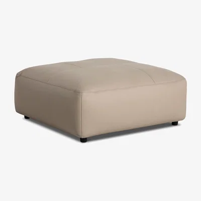 Barker and Stonehouse Adessa Stool Medium Square 100x100cm, Neutral Leather | Barker & Stonehouse