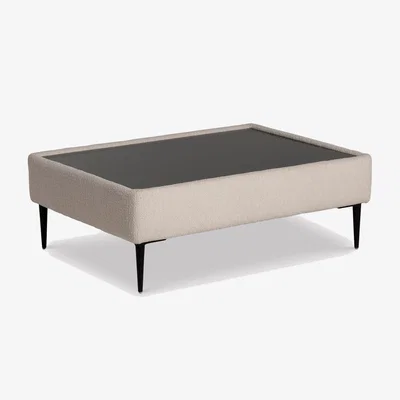 Barker and Stonehouse Sienna Stool With Glass, Neutral Fabric | Barker & Stonehouse